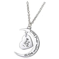 LLAMEVOL I Love You to The Moon and Back Pendant Heart Necklaces Jewelry for Women Girls Girlfriend Men