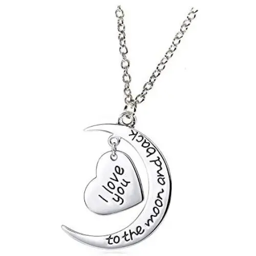 LLAMEVOL I Love You to The Moon and Back Pendant Heart Necklaces Jewelry for Women Girls Girlfriend Men LLAMEVOL I Love You to The Moon and Back Pendant Heart Necklaces Jewelry for Women Girls Girlfriend Men