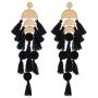 Long Tassel Earrings Statement Bohemian Pom Ball Handmade Drop Dangle Earrings for Women Girls