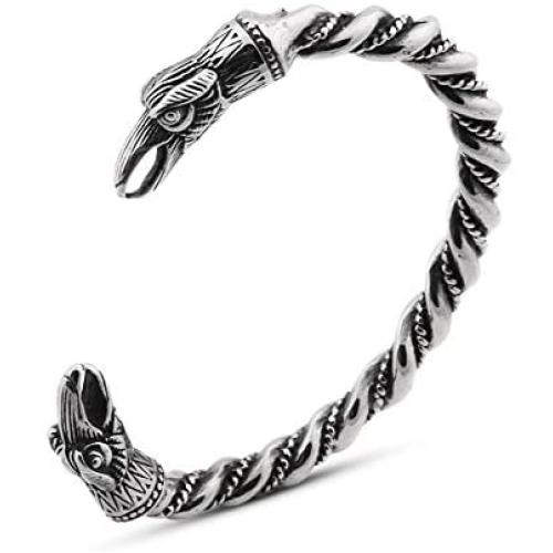 VikingsBrand Viking Bracelet for Men & Women - Wolf, Raven Arm Ring