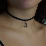 AsherKeep - Premium Black Vegan Leather Choker and Collar Necklace - Adjustable - Charms