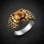 HZMAN Mens Stainless Steel Classic Brown Tiger Eye Stone Volcano Rock Silver Ring HZMAN Mens Stainless Steel Classic Brown Tiger Eye Stone Volcano Rock Silver Ring