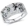 Santuzza Black Flower Ring 925 Sterling Silver Sparkling White Cubic Zirconia Statement Rings Jewelry for Women Santuzza Black Flower Ring 925 Sterling Silver Sparkling White Cubic Zirconia Statement Rings Jewelry for Women