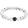 Couples His and Hers Bracelet Black Matte Agate & White Howlite 8mm Beads By Long Way 7.1''&7.5''