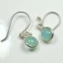 55Carat Natural Round Chalcedony Gemstone 925 Sterling Silver Earrings Fish Hook Back Handmade Jewelry