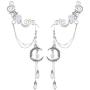 OwMell Elven Elf Ear Cuffs,Handcraft Pierced Filigree Wrap Earrings Ear Cuffs for Women Bridal Wedding Flower Moon Jewelry Dangle Drop Threader Tassel Chain