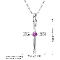 NABTYJC Sterling Sliver Cross Pendant Necklace Amethyst Cubic Zirconium Necklace Christ Jesus Necklace