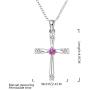 NABTYJC Sterling Sliver Cross Pendant Necklace Amethyst Cubic Zirconium Necklace Christ Jesus Necklace