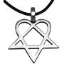 Trilogy Jewelry Pewter Heartagram HIM Pentagram and Heart Pendant on Leather Necklace