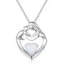 FLYOW 925 Sterling Silver White/Rose Gold Plated Mother and Child Lab Opal Heart Pendant Necklace for Women Mother Daughter, Adjustable Silver Chain 18+2 Inches New Mum Gifts FLYOW 925 Sterling Silver White/Rose Gold Plated Mother and Child Lab Opal Heart Pendant Necklace for Women Mother Daughter, Adjustable Silver Chain 18+2 Inches New Mum Gifts