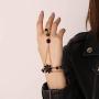 Bomine Boho Crystal Finger Bracelets Ring Hand Chain Gold Flower Beach Slave Bracelet Jewelry Chain for Women and Girls