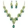 BriLove Womens Wedding Bridal Crystal Teardrop Filigree Leaf Twig Enamel Statement Necklace Dangle Earrings Set BriLove Womens Wedding Bridal Crystal Teardrop Filigree Leaf Twig Enamel Statement Necklace Dangle Earrings Set