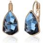 Swarovski Crystal Triangle Leverback Drop Earrings for Women 14K Rose Gold Plated Hypoallergenic Jewelry