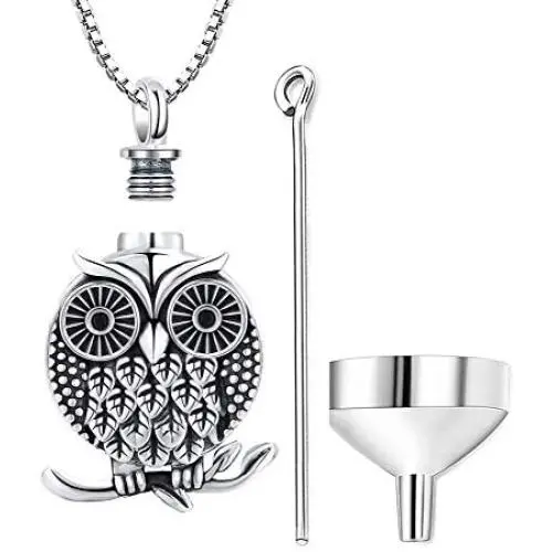 Aniu Cremation Jewelry Owl Charm Urn Pendant Necklace for Women - 925 Sterling Silver Memorial Ashes Keepsake Jewelry (with Fill Kit and Gift Box) Aniu Cremation Jewelry Owl Charm Urn Pendant Necklace for Women - 925 Sterling Silver Memorial Ashes Keepsake Jewelry (with Fill Kit and Gift Box)