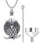 Aniu Cremation Jewelry Owl Charm Urn Pendant Necklace for Women - 925 Sterling Silver Memorial Ashes Keepsake Jewelry （with Fill Kit and Gift Box）