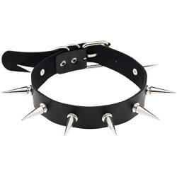 MJartoria Gothic Jewelry-Artificial Leather Choker Goth Necklace for Women Adjustable Punk Rock Gothic Heart O-Ring Choker Collar Necklace