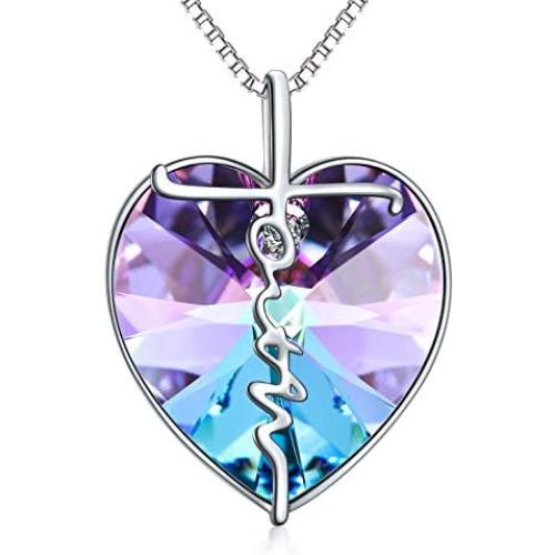 TOUPOP Cross Necklace s925 Sterling Silver Heart Pendant Necklace with Heart Crystal Jewelry Gifts for Mom Wife Women Teen Girls Birthday Mother’s day