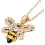 ESPY Crystal Embedded Yellow and Black Flying Bumble Bee Necklace