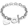 kelistom 316L Stainless Steel Love Heart Charm Bracelet for Women Teen Girls Romantic Gift Silver/Rose/18k Gold Plated OT Clasp Bracelets