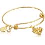 Alex and Ani Halos & Glories, Teddy Bear Charm Shiny Gold Bangle Bracelet