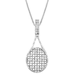 Honolulu Jewelry Company Sterling Silver Tennis Racket Necklace Pendant with 18'' Box Chain