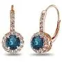 Sterling Silver London Blue Topaz & White Topaz Round Dainty Halo Leverback Earrings Sterling Silver London Blue Topaz & White Topaz Round Dainty Halo Leverback Earrings