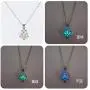 3 Colors Glow in The Dark Necklace Steampunk Hollow Pendant with Chain for Women (Lotus)