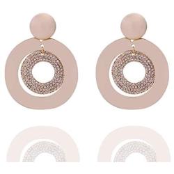 Grasiue: Rose Gold Round Europe Crystal Drop Earring, Christmas party, feast, dating, daily.