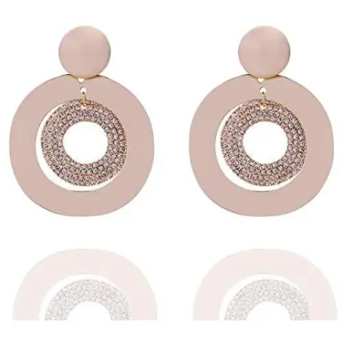 Grasiue: Rose Gold Round Europe Crystal Drop Earring, Christmas party, feast, dating, daily.