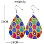 12 Pairs Easter Faux Leather Dangle Earring Set Colorful Easter Egg Teardrop Earring Rabbit Pattern PU Leather Drop Earrings Happy Easter Holiday Jewelry Accessory