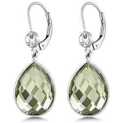 Gem Stone King 13.00 Ct Purple and Green Amethyst 16x12mm Pear Shape 925 Silver Dangle Earrings