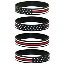 Great 1 American Flag Silicone Stretchable Bracelet 4-Pack