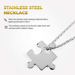 Stainless Steel Jigsaw Puzzle Piece Pendant with 18'' Cable Chain