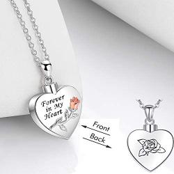 Cremation Jewelry for Ashes, Urn Necklaces for Women Men 925 Sterling Silver Sunflower Necklace Pendant with Swarovski Crystal Engraved Forever in My Heart Memorial Loved Ones Ashes Mini Keepsake