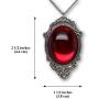 Blood Red Cabochon in Silver Finish Pewter Frame Pendant Necklace