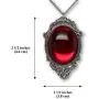 Blood Red Cabochon in Silver Finish Pewter Frame Pendant Necklace
