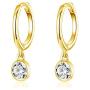 CZ Bezel Dangle Hoop Earrings for Women Girls 925 Sterling Silver Charms Minimalist Tiny Round Cubic Zirconia Drop Dangling Cartilage Helix Tragus Diamond Solicate Hypoallergenic Jewelry