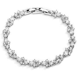 Mariell CZ Wedding Bridal & Prom Tennis Bracelet for Women, Silver Platinum Plated, 7'' Plus ¼ Extender