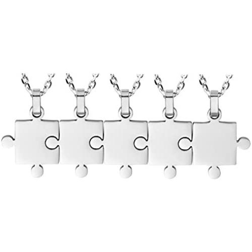 Ztuo Puzzle Pendant Necklace Best Friend Friendship Couple Gifts 2/3/4/5/6/7/8 Piece - Stainless Steel