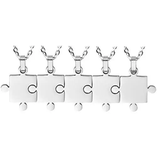 Ztuo Puzzle Pendant Necklace Best Friend Friendship Couple Gifts 2/3/4/5/6/7/8 Piece - Stainless Steel