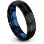 Chroma Color Collection Tungsten Carbide Wedding Band Ring 6mm for Men Women Green Red Fuchsia Copper Teal Blue Purple Black Center Line Dome Black Brushed Polished