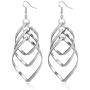 Classic Twist Wave Design Drop Dangle Earrings Sparkling Ear Stud Double Linear Earrings for Women Girls