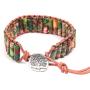 LAVI Handmade Leather Chakra Imperial Jasper Beads Cuff Wrap Alloy Bracelet for Women Men Bohemian Style