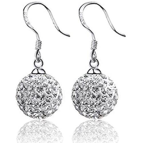 YAZILIND Sparkling Drop Dangle Earrings Statement Silver Hollow Ball Gemstone Women Fish Hook Earrings Elegant Vintage Party Jewelry