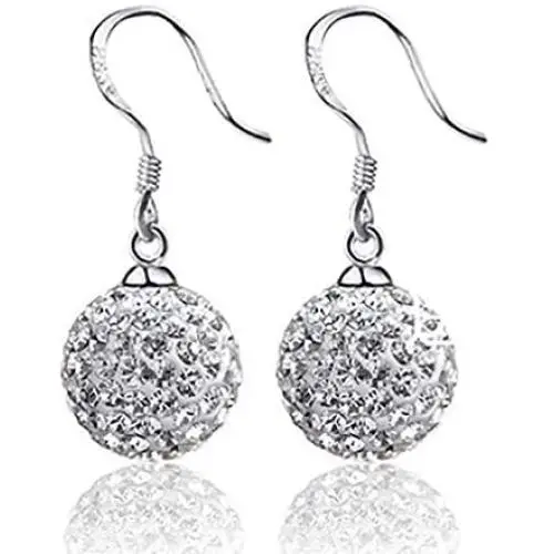 YAZILIND Sparkling Drop Dangle Earrings Statement Silver Hollow Ball Gemstone Women Fish Hook Earrings Elegant Vintage Party Jewelry