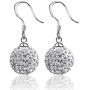 YAZILIND Sparkling Drop Dangle Earrings Statement Silver Hollow Ball Gemstone Women Fish Hook Earrings Elegant Vintage Party Jewelry