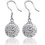 YAZILIND Sparkling Drop Dangle Earrings Statement Silver Hollow Ball Gemstone Women Fish Hook Earrings Elegant Vintage Party Jewelry
