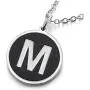 COOLSTEELANDBEYOND Womens Mens Steel Silver Black Name Initial Alphabet Letter A to Z Circle Pendant Necklace, 18 inch Chain COOLSTEELANDBEYOND Womens Mens Steel Silver Black Name Initial Alphabet Letter A to Z Circle Pendant Necklace, 18 inch Chain