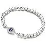 COOLSTEELANDBEYOND Beads Bracelet for Women Men with Cubic Zirconia Protection Evil Eye