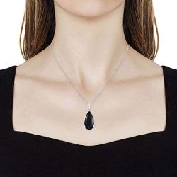 Shop LC Delivering Joy Black Onyx Pendant Necklace 20'' 925 Sterling Silver Stainless Steel Fashion Jewelry for Women